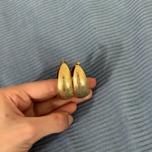 Textured Gold Teardrop Hoop Earrings for Women